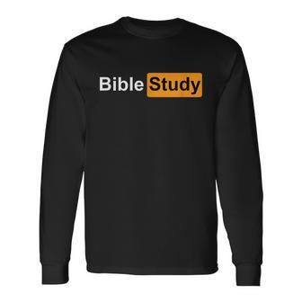 Bible Study Hub Logo Sarcastic Adult Humor Long Sleeve T-Shirt - Monsterry