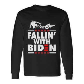 Biden Falls Off Bike Joe Biden Fallin With Biden Long Sleeve T-Shirt - Monsterry DE