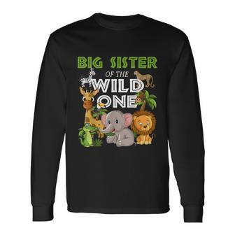 Big Sister Of The Wild One Zoo Birthday Safari Jungle Animal Long Sleeve T-Shirt - Thegiftio UK