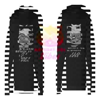 Birthday Girl Vibes Colorful Cat Kitty Leopard Eyes Girls Long Sleeve T-Shirt - Monsterry