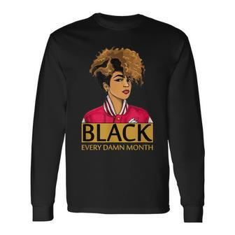 Black Girl Magic Melanin Afro Queen Black History Month V2 Long Sleeve T-Shirt - Seseable