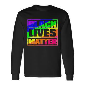 Black Lives Matter Rainbow Tshirt Long Sleeve T-Shirt - Monsterry