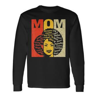 Black Mother Afro Natural Hair Melanin Pride Mom Long Sleeve T-Shirt - Thegiftio UK