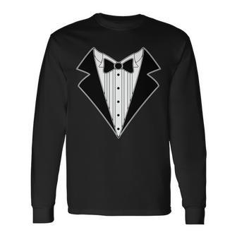 Black Tux Tuxedo Long Sleeve T-Shirt - Monsterry