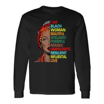 I Am Black Woman Black History Month Melanin African Women V2 Long Sleeve T-Shirt - Seseable
