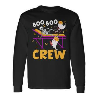 Boo Boo Crew Nurse Ghost Women Halloween Nurse Long Sleeve T-Shirt - Seseable