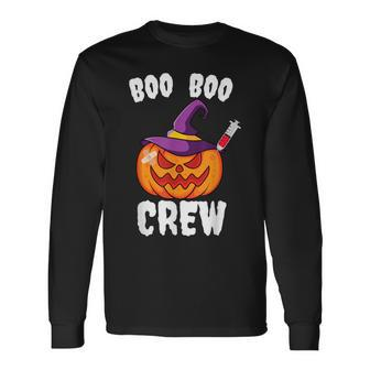 Boo Boo Crew Nurse Pumpkin Halloween Ghost Costume Long Sleeve T-Shirt - Seseable