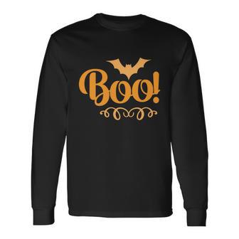 Boo Ghost Bat Halloween Quote Long Sleeve T-Shirt - Monsterry