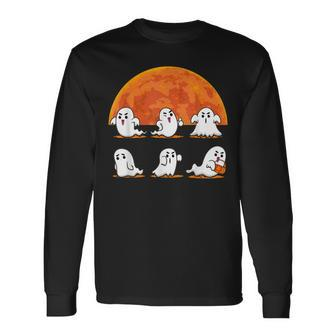 Boo Ghost Crossing The Road Halloween 2022 Men Women Long Sleeve T-Shirt T-shirt Graphic Print - Thegiftio UK
