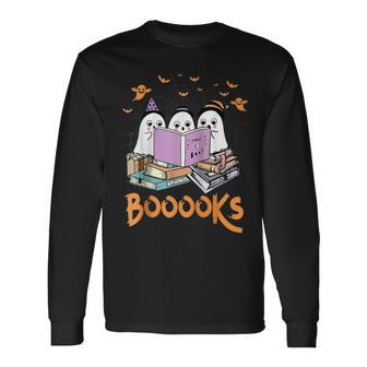 Boo Read Books Library Booooks Ghost Halloween Long Sleeve T-Shirt - Thegiftio UK