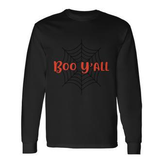 Boo Yall Spiderweb Halloween Quote Long Sleeve T-Shirt - Monsterry CA