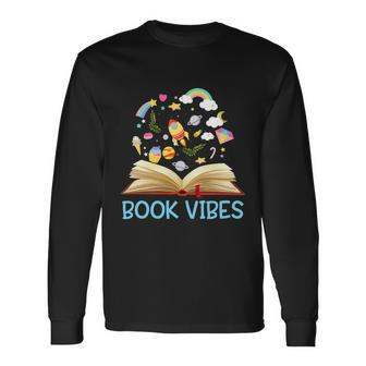 Book Vibes Book Lover Bookworm Bookrish Reading Library V2 Long Sleeve T-Shirt - Thegiftio UK
