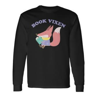 Book Vixen Cute Fox Reading Literary Long Sleeve T-Shirt - Seseable