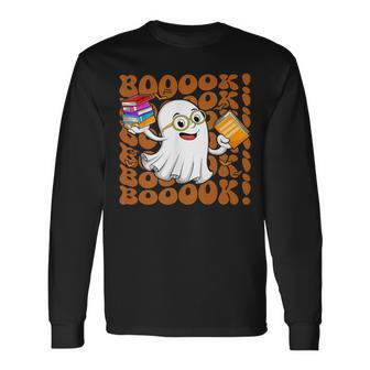 Booooks Halloween Costume Ghost Reading Library Books Long Sleeve T-Shirt - Thegiftio UK