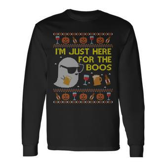 Here For The Boos Sweatshirt Ugly Halloween Sweater Sweatshirt Men Women Long Sleeve T-Shirt T-shirt Graphic Print - Thegiftio UK
