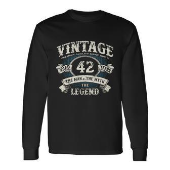 Born In 1980 Vintage Classic Dude 42Nd Years Old Birthday Long Sleeve T-Shirt - Thegiftio UK
