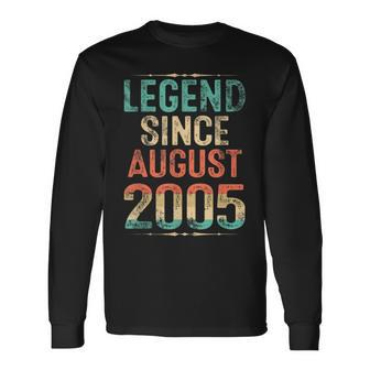 Born August 2005 Birthday Legend Since 2005 17 Year Old Men Women Long Sleeve T-Shirt T-shirt Graphic Print - Thegiftio UK