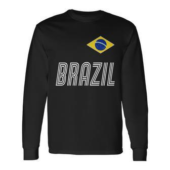 Brazil Soccer Team Jersey Flag Long Sleeve T-Shirt - Monsterry