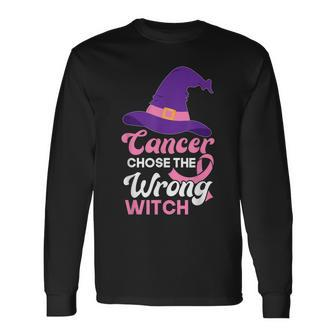Breast Cancer Awareness Halloween Costume Pink Ribbon Witch Long Sleeve T-Shirt - Seseable