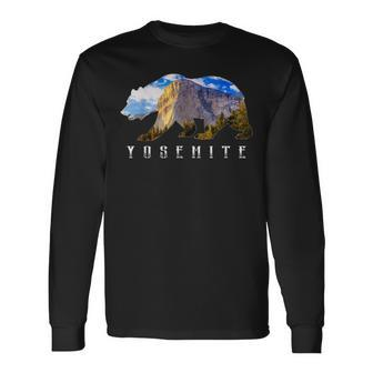 California Bear With Yosemite National Park Image Souvenir Long Sleeve T-Shirt - Seseable