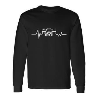 Camera Photographer Heartbeat Tshirt Long Sleeve T-Shirt - Monsterry