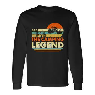 Camper Camping Dad Man Myth Legend Father Vintage Long Sleeve T-Shirt - Monsterry DE