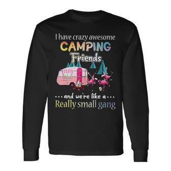 Camping I Have Crazy Awesome Camping Friend Flamingo Camper Long Sleeve T-Shirt - Thegiftio UK