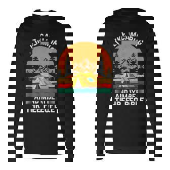 I Like Camping And Maybe Three People Camping Long Sleeve T-Shirt - Thegiftio