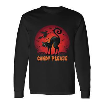 Candy Please Cat Halloween Quote Long Sleeve T-Shirt - Monsterry DE