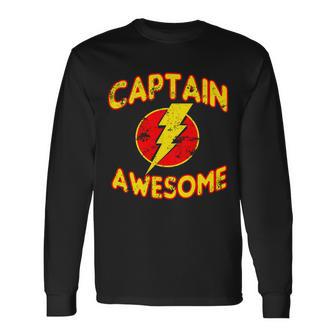 Captain Awesome Comic Logo Long Sleeve T-Shirt - Monsterry CA