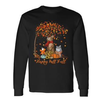 Cat It’S Fall Y’All Pumpkin Autumn Halloween Cat Fall Autumn Long Sleeve T-Shirt - Thegiftio UK