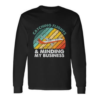 Catching Flights & Minding My Business Vintage Long Sleeve T-Shirt - Monsterry AU