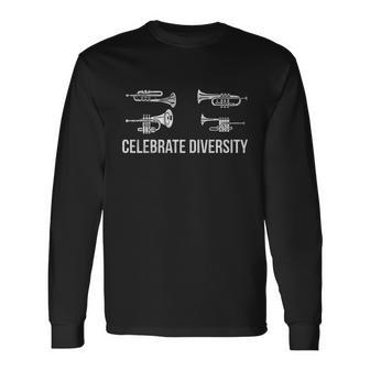 Celebrate Diversity Trumpet Player Long Sleeve T-Shirt - Monsterry UK