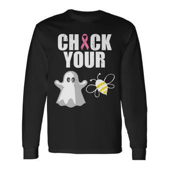 Check Your Boobies Breast Cancer Halloween V2 Long Sleeve T-Shirt - Thegiftio UK