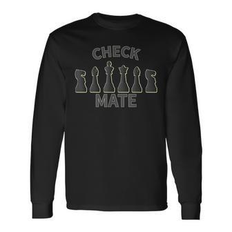 Chess Pieces King Queen Bishop Rook Pawn Checkmate Long Sleeve T-Shirt - Seseable