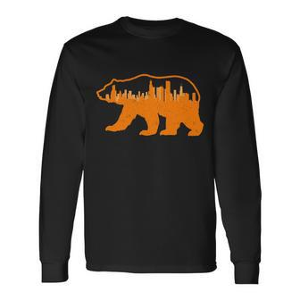 Chicago Skyline City Bear Long Sleeve T-Shirt - Monsterry DE