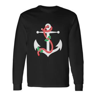 Christmas In July Nautical Anchor Coastal Beach Christmas Long Sleeve T-Shirt - Thegiftio UK