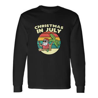 Christmas In July Summer Santa Vintage Xmas Long Sleeve T-Shirt - Monsterry