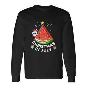 Christmas In July Watermelon Santa Summer Long Sleeve T-Shirt - Monsterry