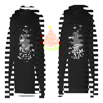 Christmas In July Watermelon Santa Summer Tree Long Sleeve T-Shirt - Thegiftio UK
