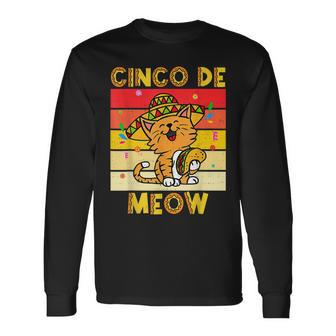 Cinco De Meow Cat Sombrero Cinco De Mayo Mexican Fiesta Men Women Long Sleeve T-Shirt T-shirt Graphic Print - Thegiftio UK