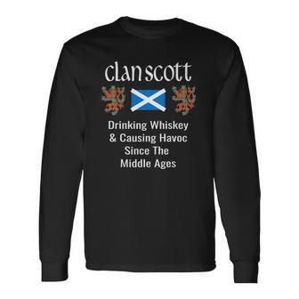 Clan Scott Tartan Scottish Name Scotland Pride Men Women Long Sleeve T-Shirt T-shirt Graphic Print - Thegiftio UK