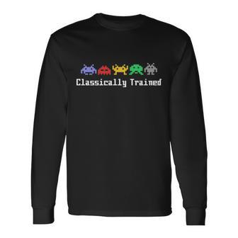Classically Trained 80S Video Game Aliens Tshirt Long Sleeve T-Shirt - Monsterry