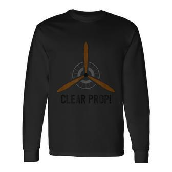 Clear Prop Aviation Airplane Pilot Propeller Long Sleeve T-Shirt - Monsterry AU