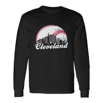 Cleveland Baseball Skyline Retro Tshirt Long Sleeve T-Shirt - Monsterry CA
