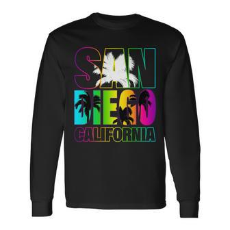 Colorful San Diego California Tshirt Long Sleeve T-Shirt - Monsterry CA