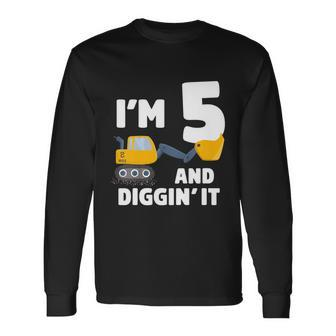 Construction Truck 5Th Birthday Boy 5 Year Old Meaningful Long Sleeve T-Shirt - Monsterry UK