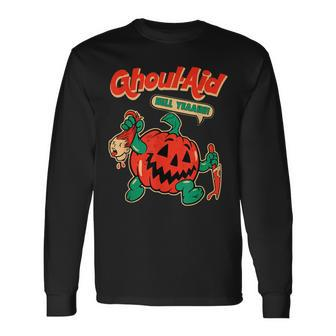 Cool Ghoul Aid Ghoul Pumpkin Cute Meme Halloween Men Women Long Sleeve T-Shirt T-shirt Graphic Print - Thegiftio UK