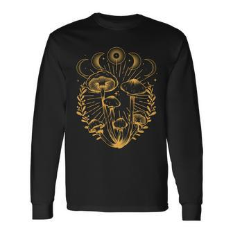 Cool Vintage Mushrooms And Moon Phases Tshirt Long Sleeve T-Shirt - Monsterry CA