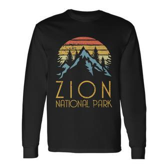 Cool Vintage Retro Zion National Park Utah Tshirt Long Sleeve T-Shirt - Monsterry CA